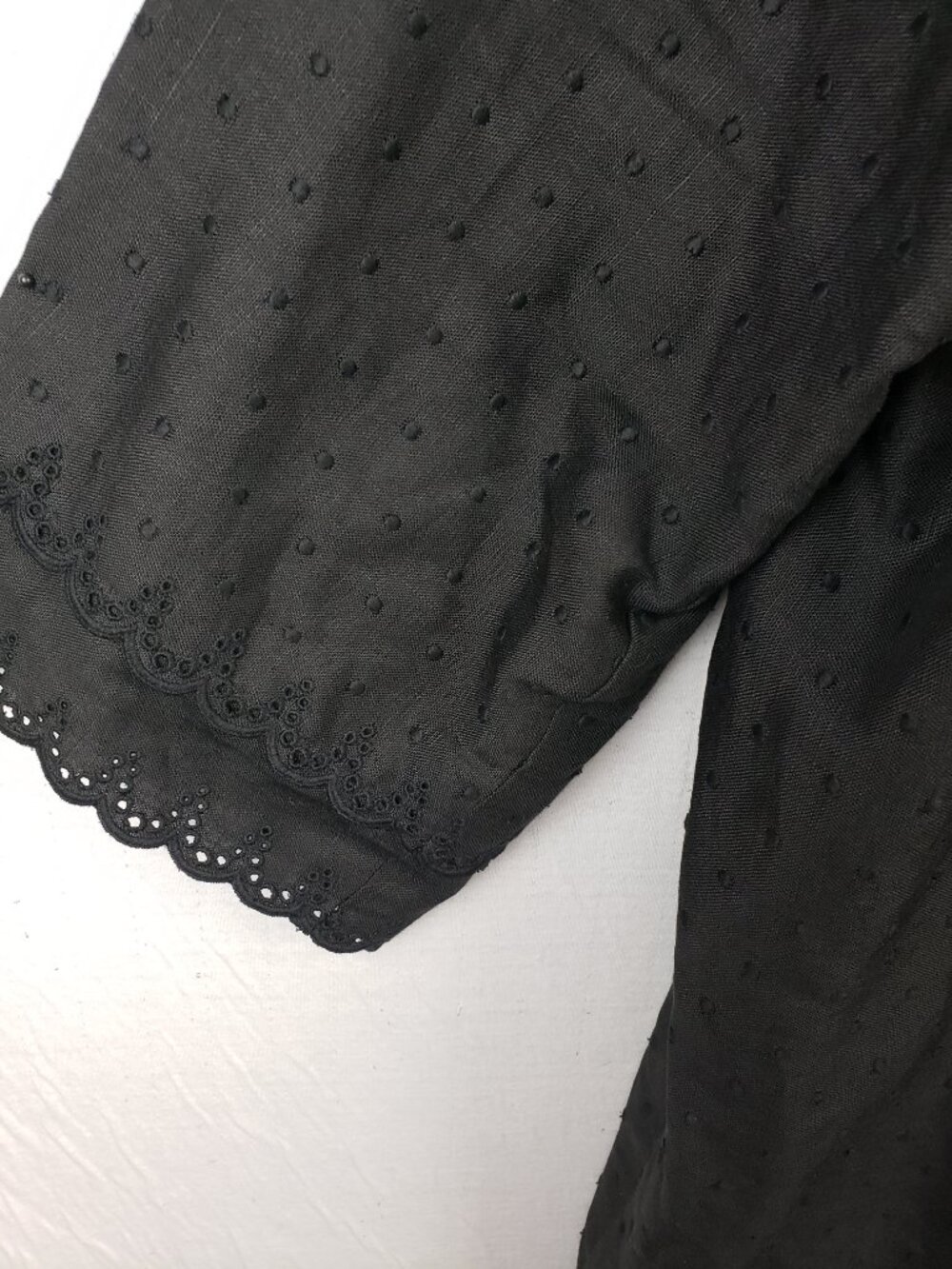 Linen Duster Coat Kimono Open Front Embroidered Polka Dot Oversized O/S 1X 2X 3X - Picture 6 of 14